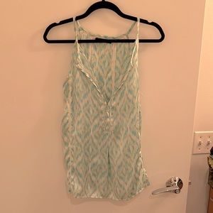 Silky patterned tank top with eyelet closure